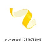 Lemon zest isolated on white background. Yellow lemon peel twist. Vector cartoon flat illustration.