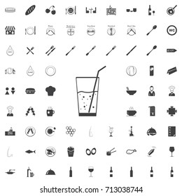 Lemonade black icon on the white background restaurant cafe set Flat vector illustration