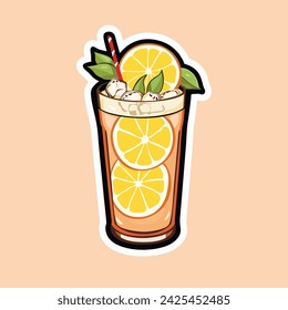 Lemonade Bliss. Vector Graphic Illustration of a Refreshing Glass of Lemonade, Capturing the Essence of Summer Coolness.