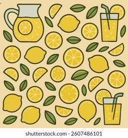 Lemonade Citrus Print Design in Vector
