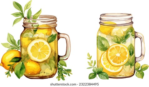 Lemonade clipart, isolated vector illustration.