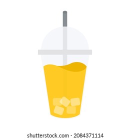 lemonade in cup take away straw glass sweet drink cocktail with ice vector illustration