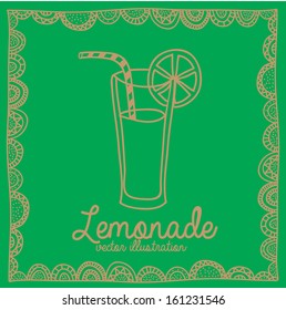 lemonade drawing over green background vector illustration  