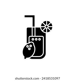 Lemonade drink in black fill flat icon. Summer vacation element graphic resources for many purposes. 