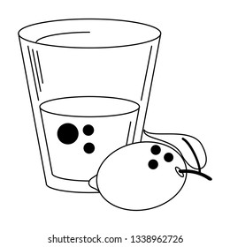 lemonade drink cup with lemon fruit in black and white