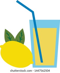Lemonade drink icon in flat minimal style