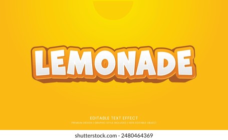 lemonade editable 3d text effect template bold typography and abstract style drinks logo and brand