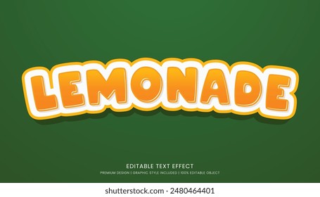 lemonade editable 3d text effect template bold typography and abstract style drinks logo and brand