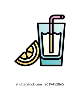 Lemonade. Editable vector icon, coloured with outlined stroke.