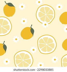 lemonade flower pattern in yellow background
