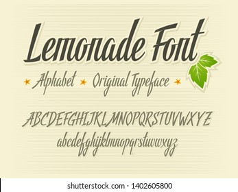 Lemonade font handwritten lettering vector aphabet
