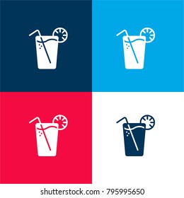 Lemonade four color material and minimal icon logo set in red and blue