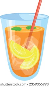 Lemonade glass cartoon icon. Ice refreshment citrus drink isolated on white background