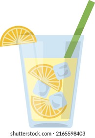 Lemonade glass with citrus slices. Cold sweet drink icon