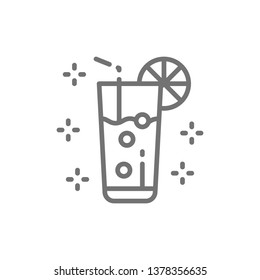 Lemonade, glass with drink, mojito, alcohol line icon.