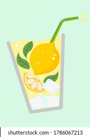 Lemonade glass. Fresh juice. Lemonade isolated. Lemon juice. Cocktail.  Summer. Mojito. Lemonade. Citrus. Cold lemonade. 