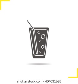 Lemonade glass icon. Drop shadow gin tonic drink silhouette symbol. Long island cocktail. Vector isolated illustration