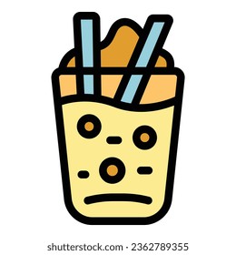 Lemonade glass icon outline vector. Food machine. Cocoa fruit color flat