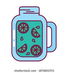 lemonade glass icon over white background, line and fill style, vector illustration