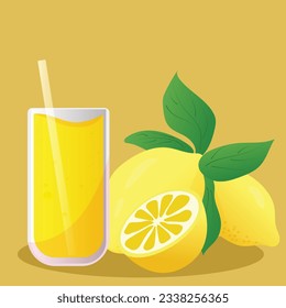 Lemonada en vidrio y limón