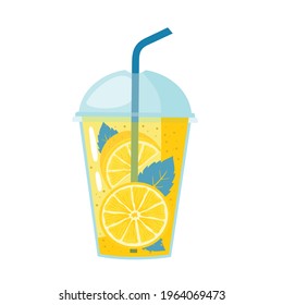 Lemonade glass with lid. Vector illustration on a white background.
