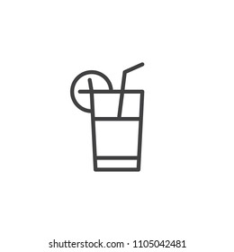 Lemonade glass outline icon. linear style sign for mobile concept and web design. Fresh drink simple line vector icon. Symbol, logo illustration. Pixel perfect vector graphics