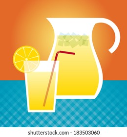 Lemonade in a glass and pitcher