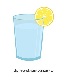 Lemonade in a glass with a slice of lemon isolated on a white background.