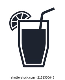 Lemonade glass with slice of lemon vector icon