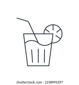 Lemonade glass thin line icon. Element of simple icon for websites, web design, mobile app, info graphics. Thin line icon for website design and development, app development on white background