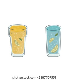 Lemonada en gafas.
Bebidas refrescantes de verano