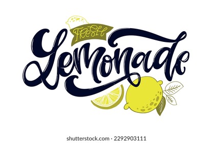 Lemonade - hand drawn doodle lettering art. Modern calligraphy quote. Typography tee print design. Cute lettering for packing. Vector