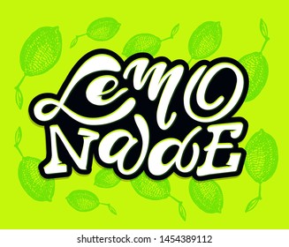 Lemonade hand drawn lettering label poster