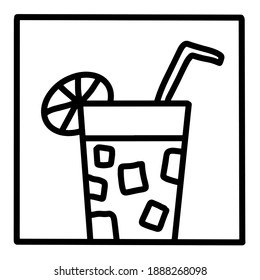 Lemonade hand drawn vector icon doodle logo in cartoon style black white contrast drink