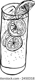Ilustración de boceto de Vector dibujado a mano de limonada. Comprar póster, impresión, decoración del hogar, cubierta del menú, invitación, Plantilla de diseño.
