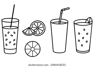 Lemonade hand-drawn line art cool drink illustration