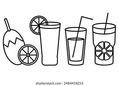 Lemonade hand-sketched line art drink illustration style