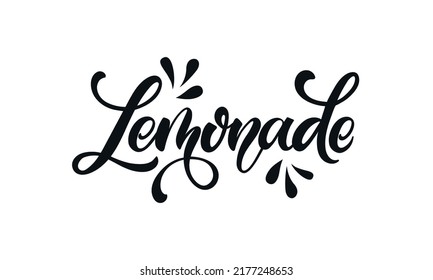 Lemonade handwritten text isolated on white background. Elegant modern brush calligraphy. Hand lettering for poster, postcard, label, sticker, logo, sign. Vector illustration. Summer fresh drink