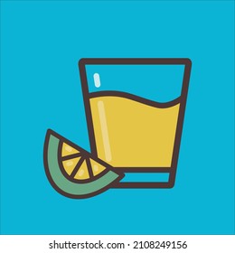 Lemonade icon design.Flat vector illustration with glass of fresh  lime juice.