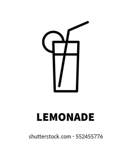 Lemonade icon or logo in modern line style. High quality black outline pictogram for web site design and mobile apps. Vector illustration on a white background.