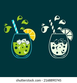 Lemonade icon in minimalistic flat style. Made in color and monochrome versions. Vector graphics