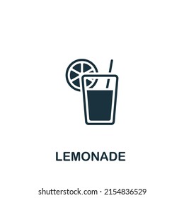 Lemonade icon. Monochrome simple Drinks icon for templates, web design and infographics