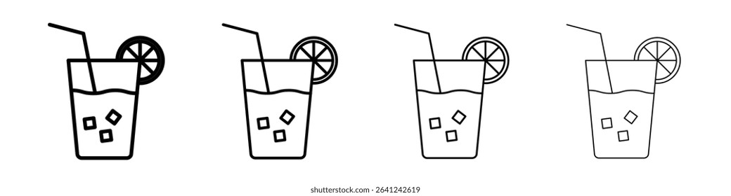 Lemonade icon Outline sign symbol set