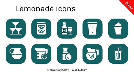 lemonade icon set. 10 filled lemonade icons.  Simple modern icons about  - Drinks, Lemonade, Drink, Juice