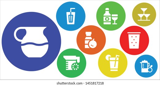 lemonade icon set. 9 filled lemonade icons.  Simple modern icons about  - Juice, Drink, Drinks