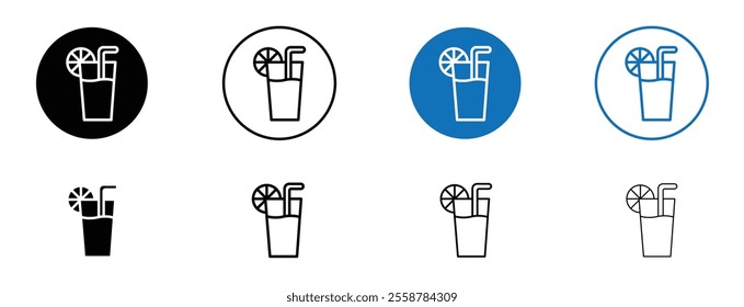 Lemonade icon set in black and blue colors