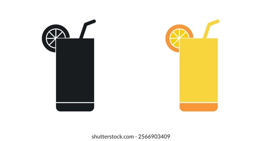 Lemonade icon set in black and colored