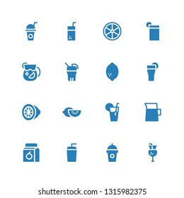 lemonade icon set. Collection of 16 filled lemonade icons included Juice, Drink, Lemonade, Lemon