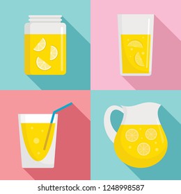 Lemonade icon set. Flat set of lemonade vector icons for web design