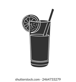 Lemonade Icon Silhouette Illustration. Drinks Vector Graphic Pictogram Symbol Clip Art. Doodle Sketch Black Sign.